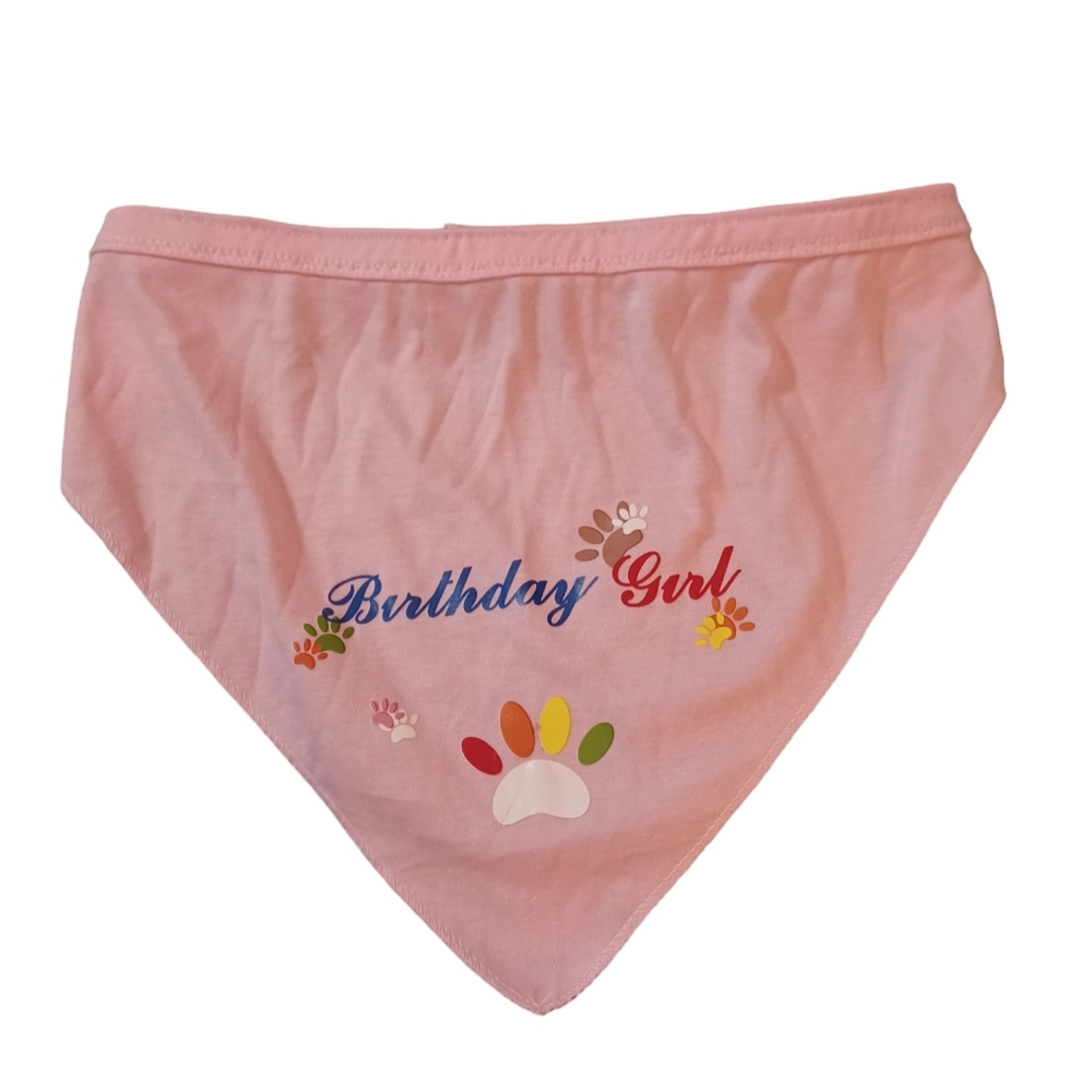 XL Dog "Birthday Girl" Pink Bandanna